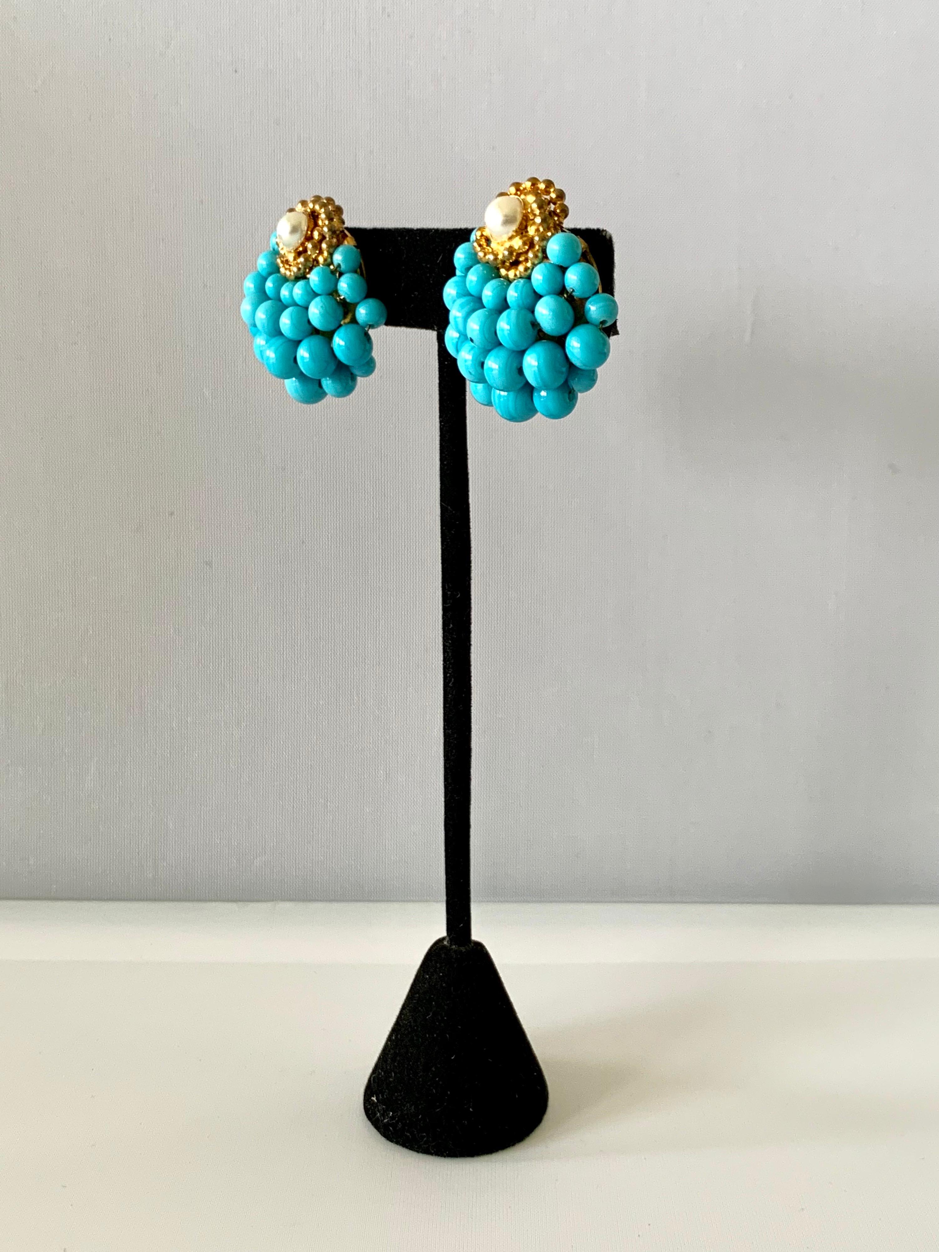 Artisan Vintage Chanel Turquoise Pearl Earrings