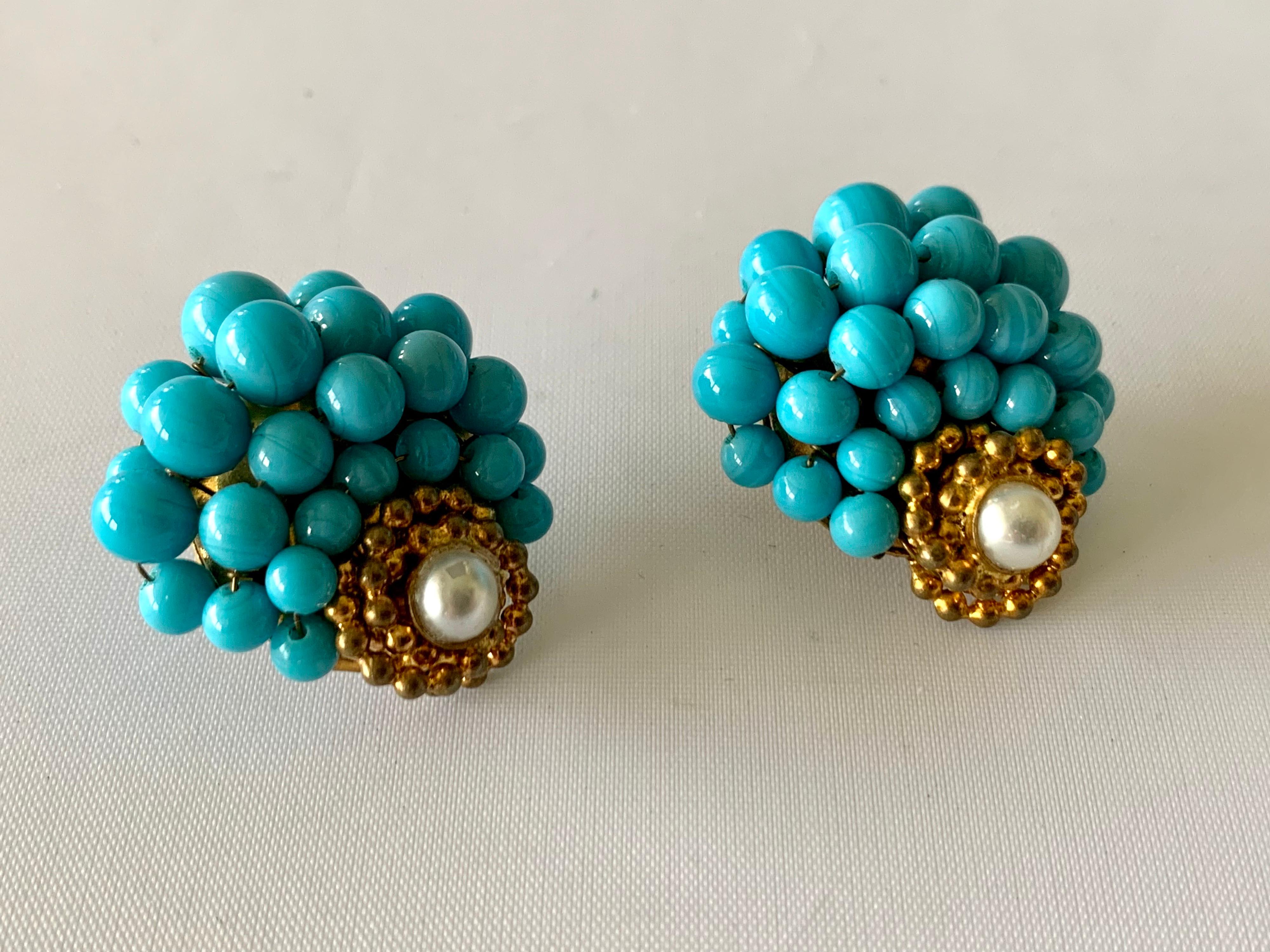 Bead Vintage Chanel Turquoise Pearl Earrings
