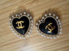 Vintage Chanel Ultra-Rare Heart Resin Extra-Large Clip-On Earrings (1980s)