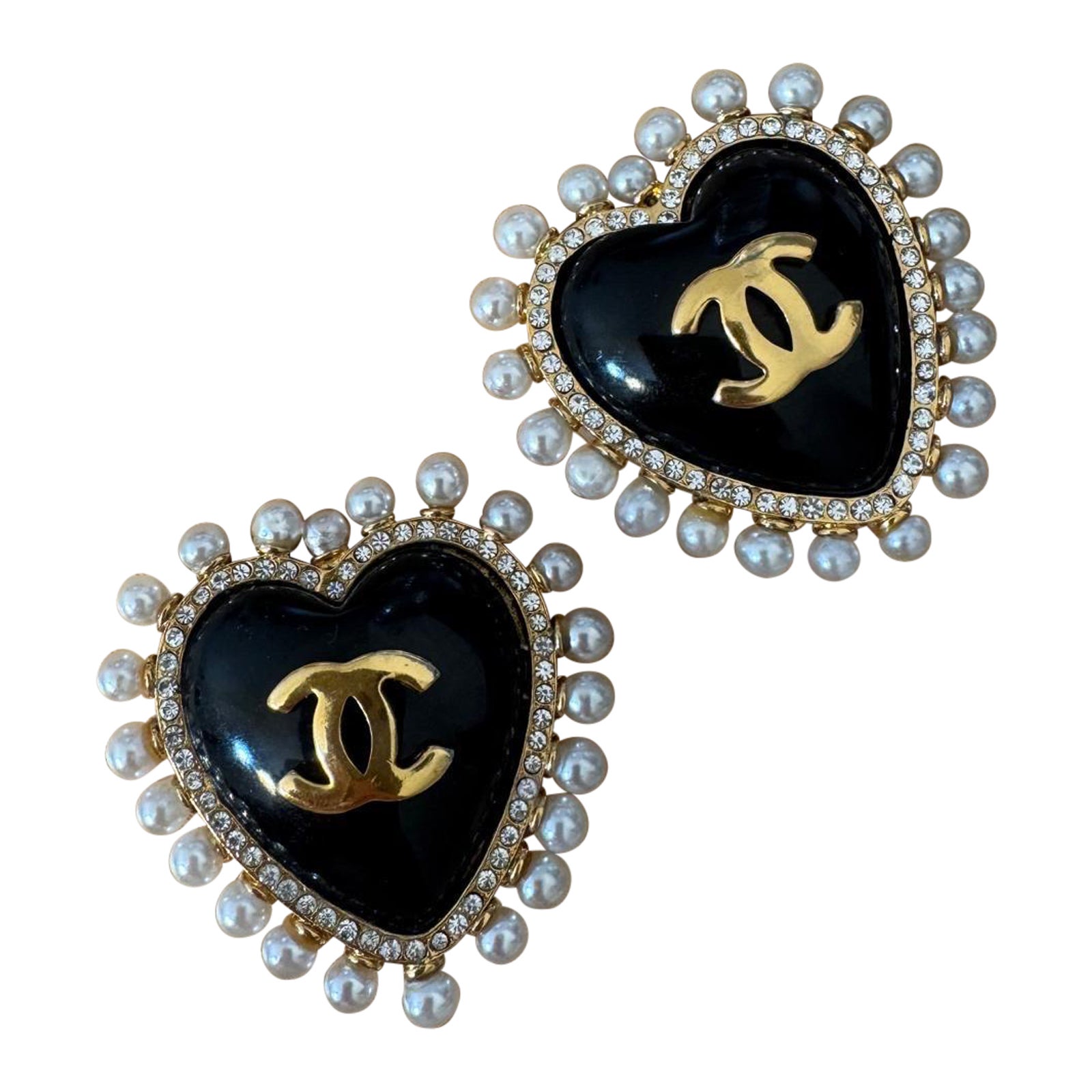 Vintage Chanel Ultra-Rare Heart Resin Extra-Large Clip-On Earrings (1980s)