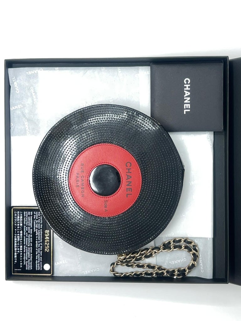 Vintage Chanel Vinyl Record Wristlet Gold Hardware Spring / Summer
