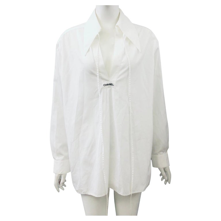 Vintage Chanel White Sailor Style Collar Shirt For Sale