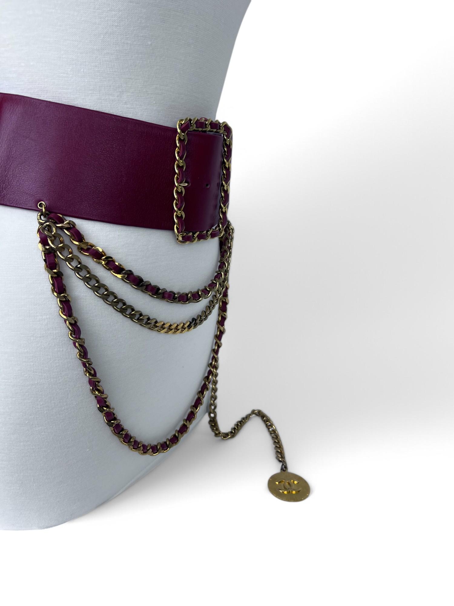 Chanel Red Lambskin & Gold Chain Belt (Spring/Summer 1992) For Sale 7