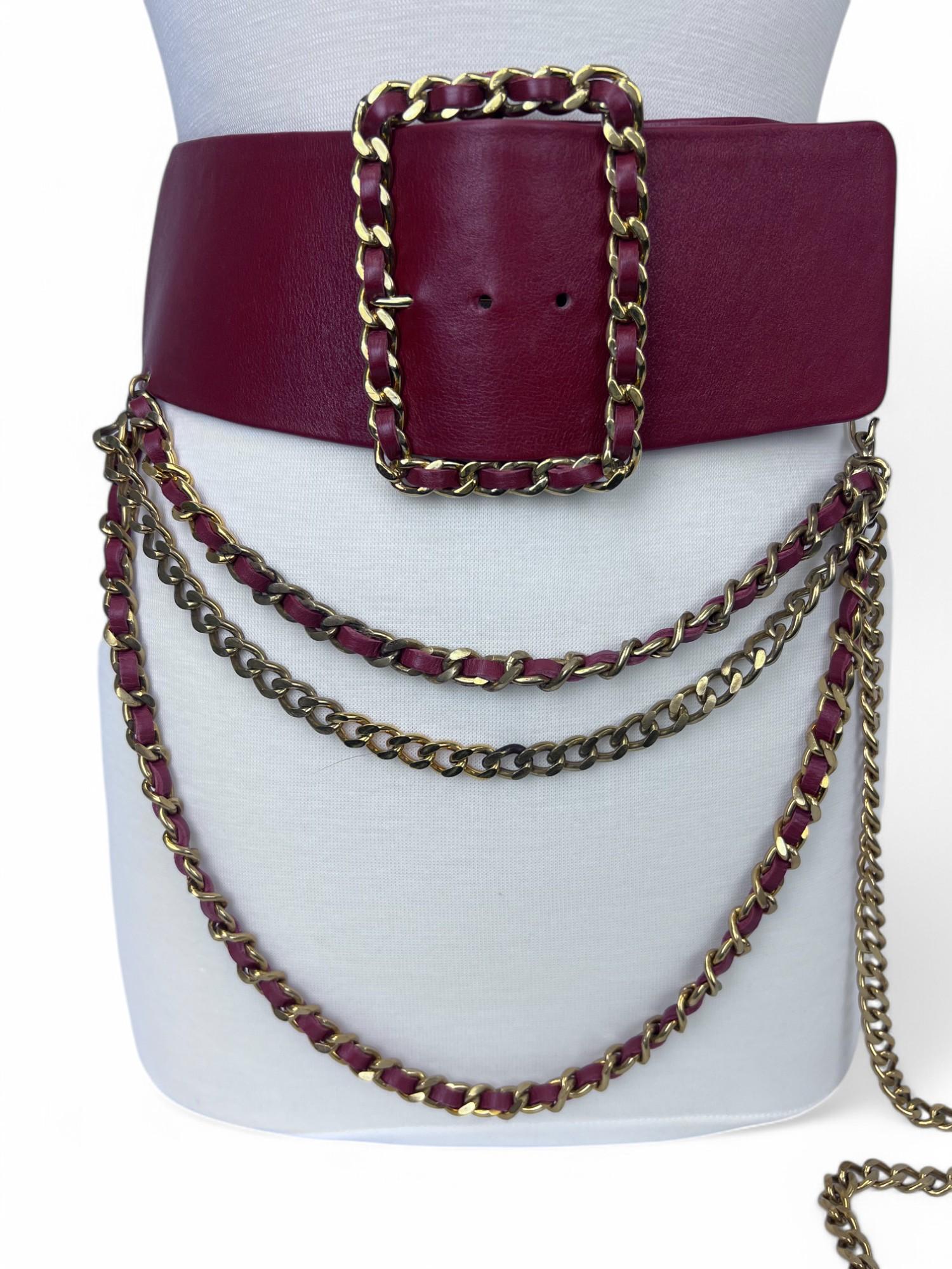 Chanel Red Lambskin & Gold Chain Belt (Spring/Summer 1992) For Sale 2