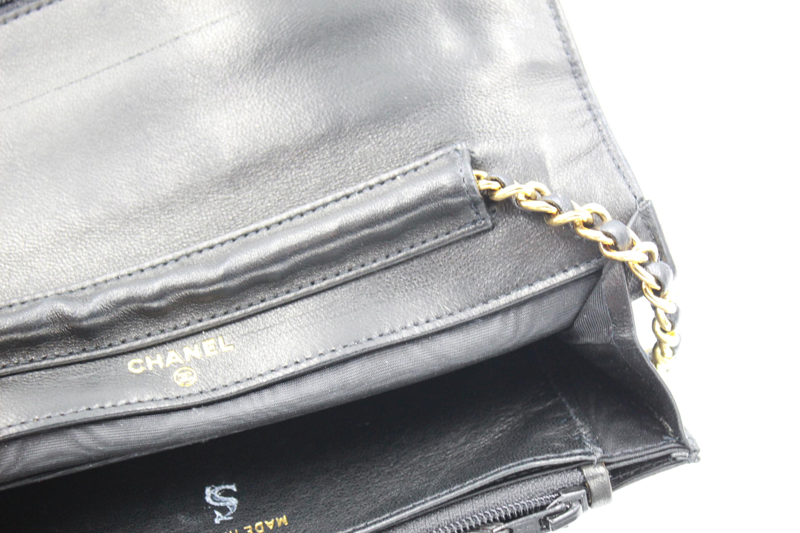 Vintage  Chanel  Wallet on Chain in Black Patented Leather 1