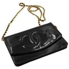 Retro  Chanel  Wallet on Chain in Black Patented Leather