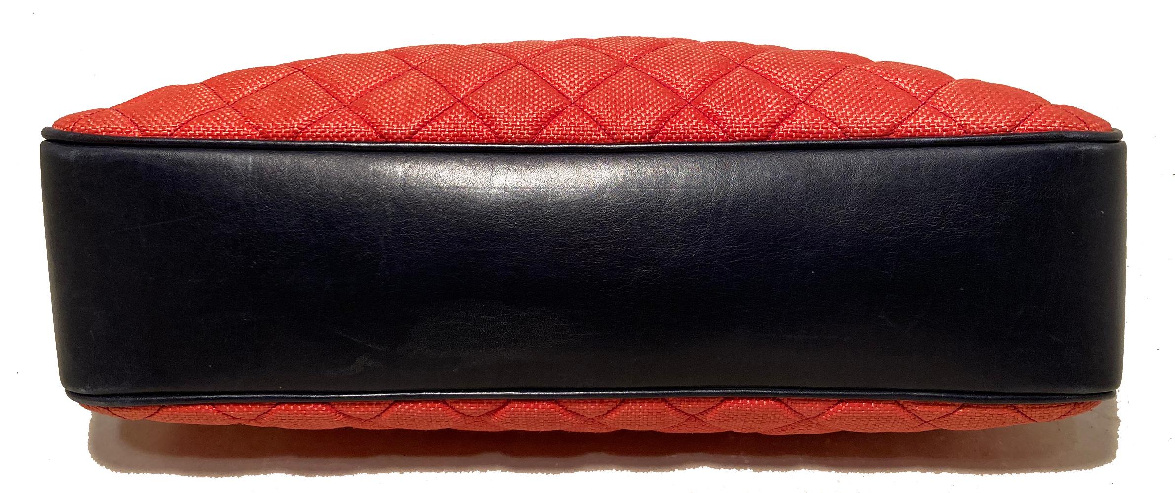 Vintage Chanel Woven Raffia and Leather Shoulder Bag Tote 1