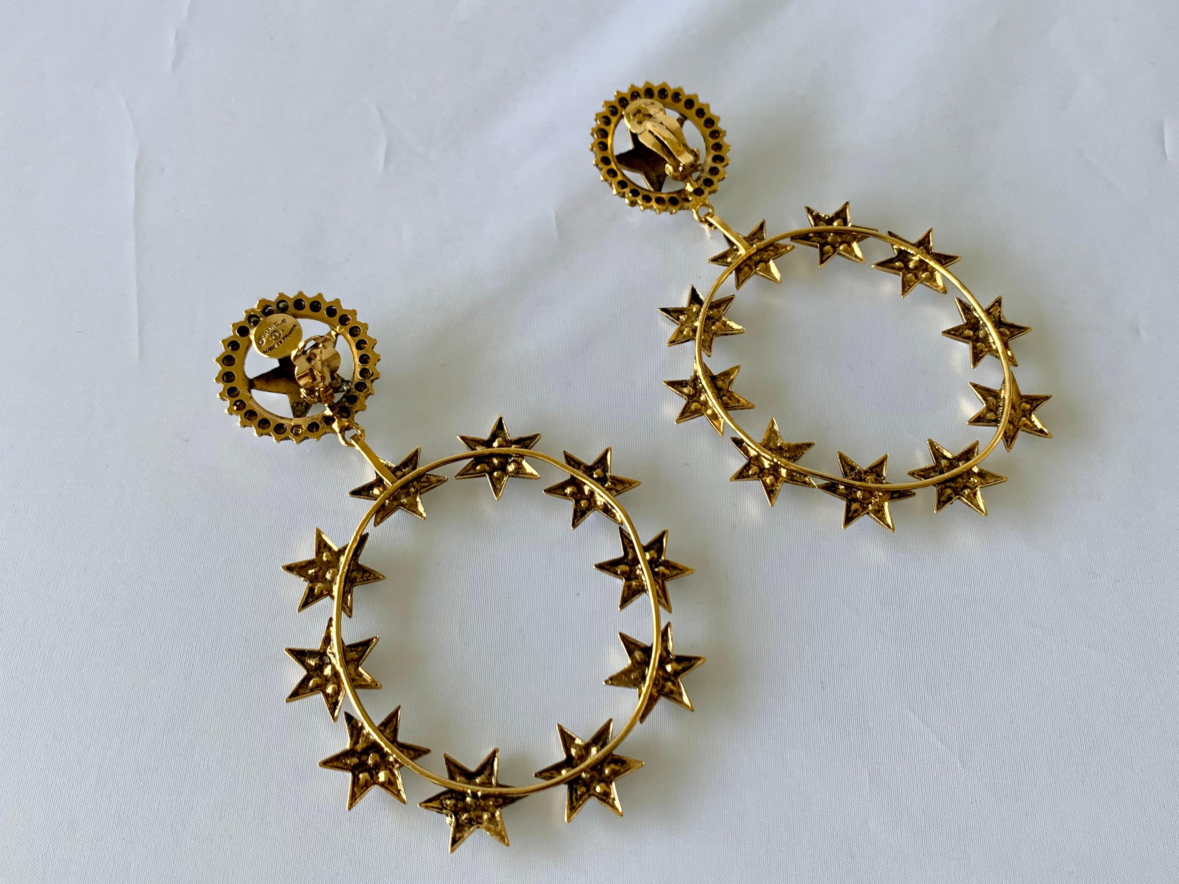 Artisan Vintage Chanel XL Star Diamante Statement Earrings 