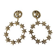 chanel metal and diamantes earrings Vintage Chanel XL Star Diamante Statement Earrings