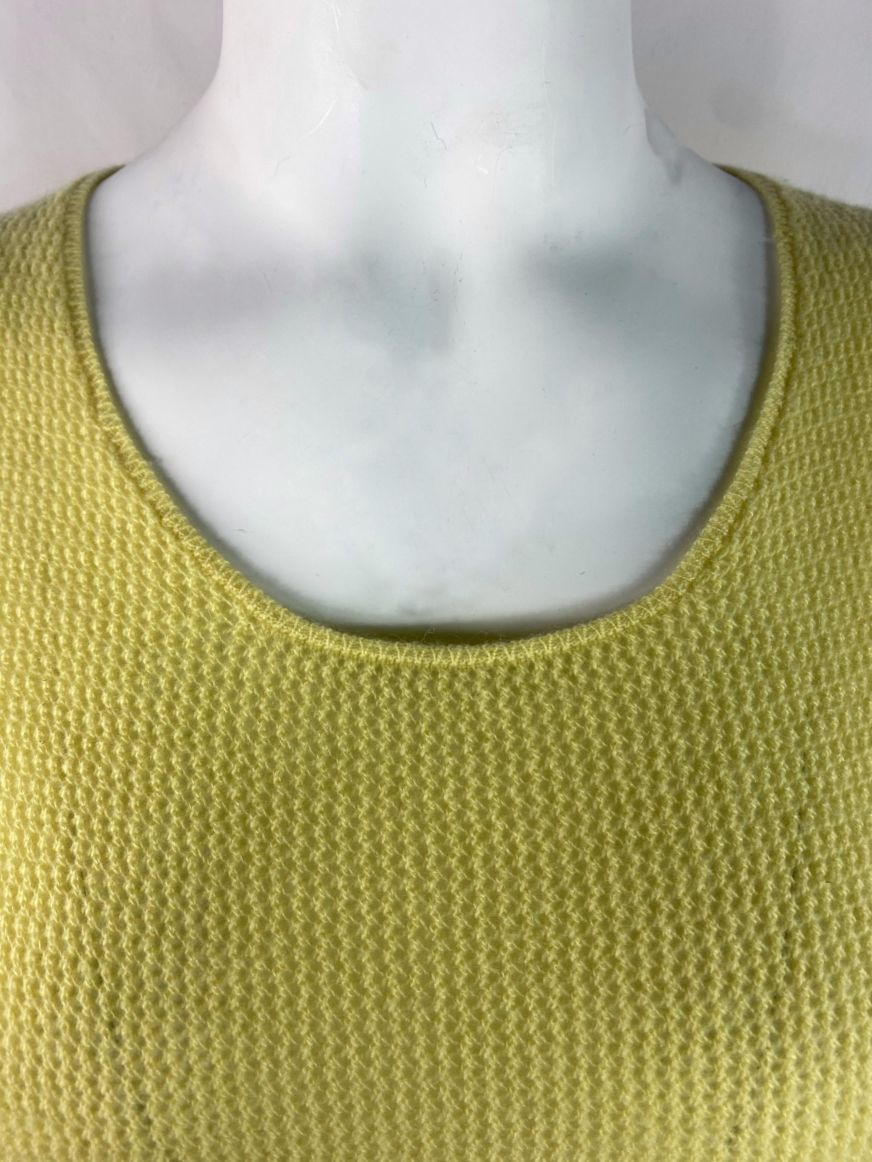 Women's Vintage CHANEL Yellow Cashmere Knit Top, Size 42 For Sale