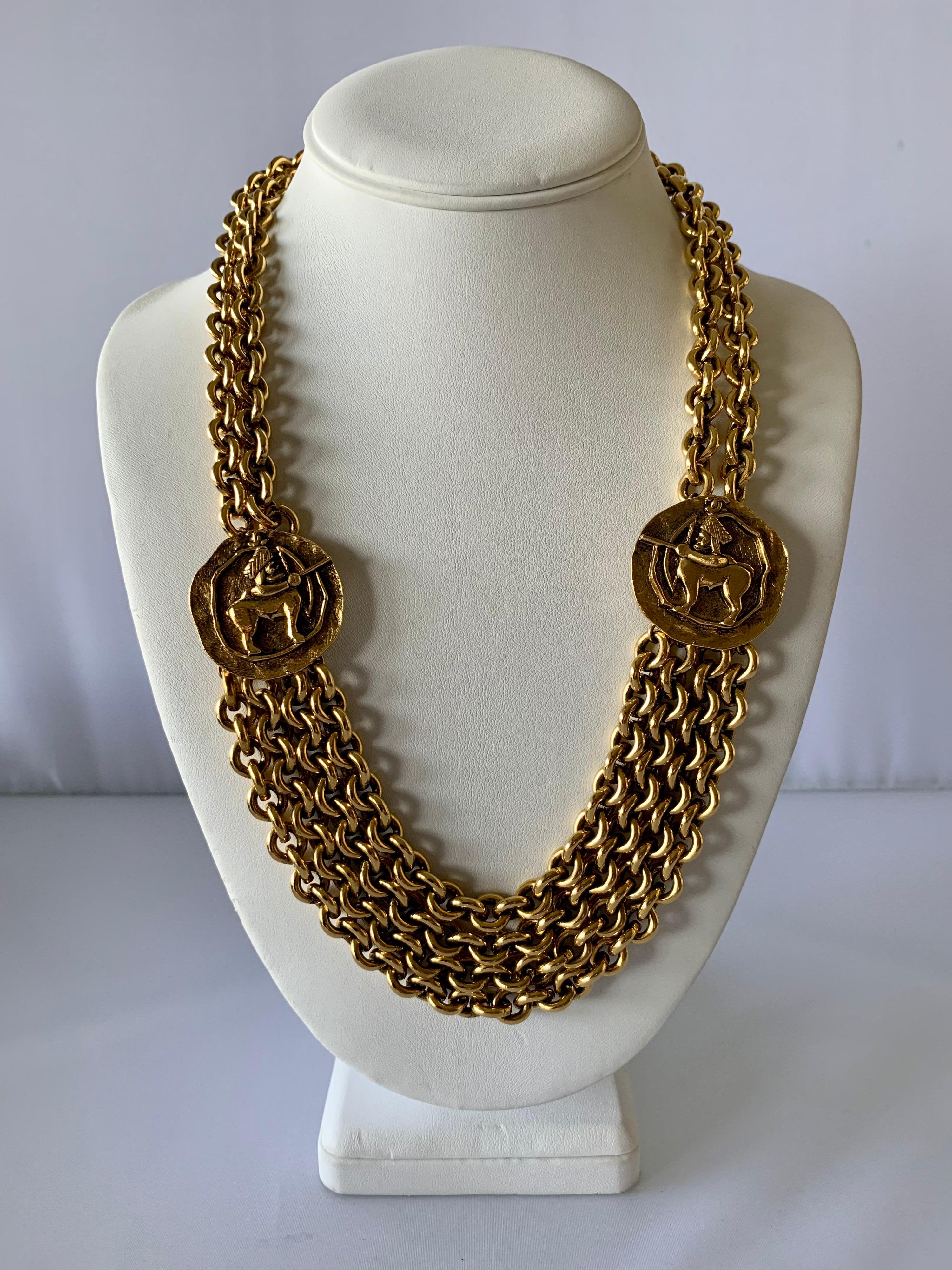 Spectacular vintage  Maison Goossens for Coco Chanel zodiac inspired multi strand statement necklace -  comprised out of 