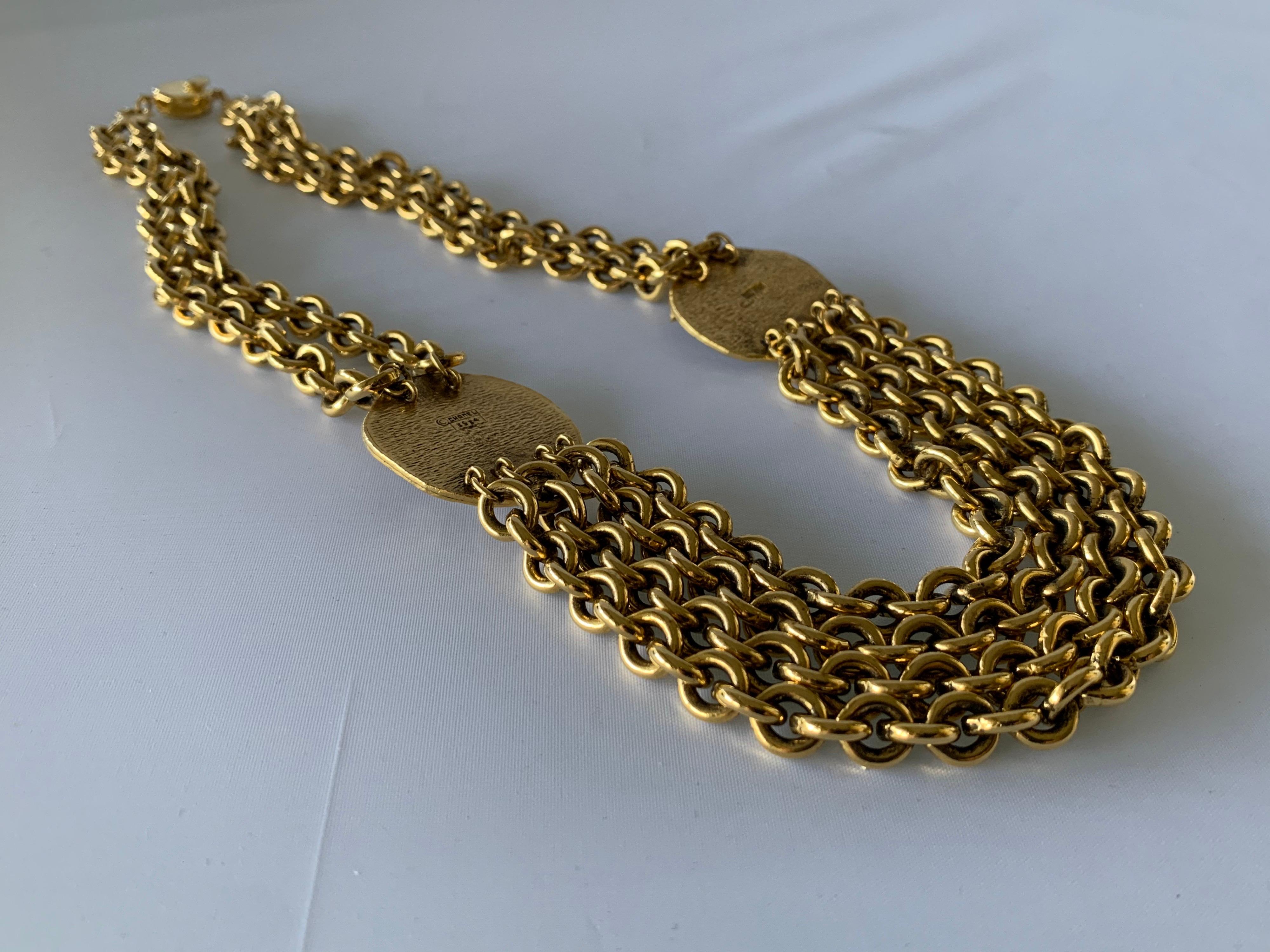 Vintage Chanel Zodiac Inspired Gilt Coin Statement Necklace  1