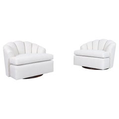 Vintage Channel Back Swivel Lounge Chairs