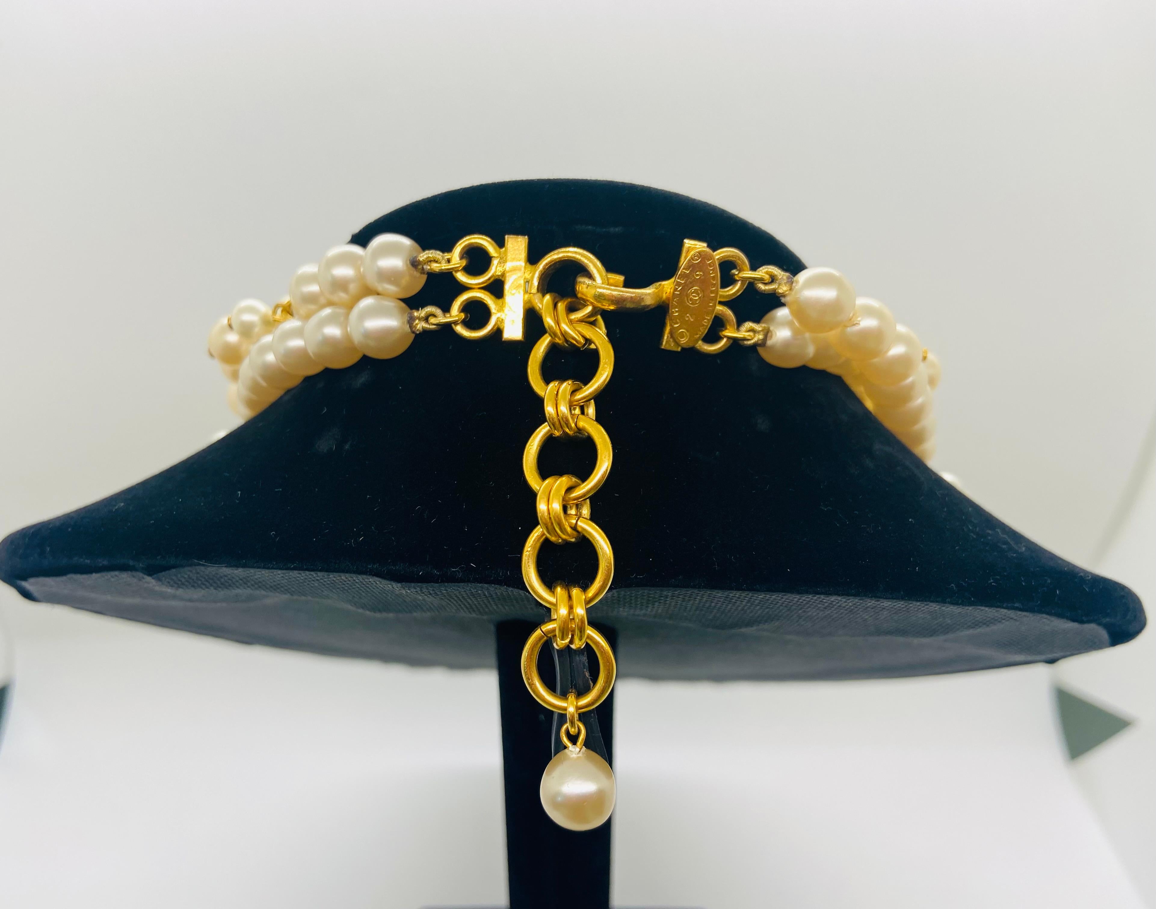 Vintage Chanel Faux Perle Multi-Strand-Halskette im Angebot 8