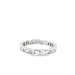 Vintage Channel Set Baguette Diamond Eternity Band in 18K White Gold