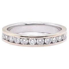 Vintage Channel Set Diamond 14 Karat White Gold Half Eternity Band