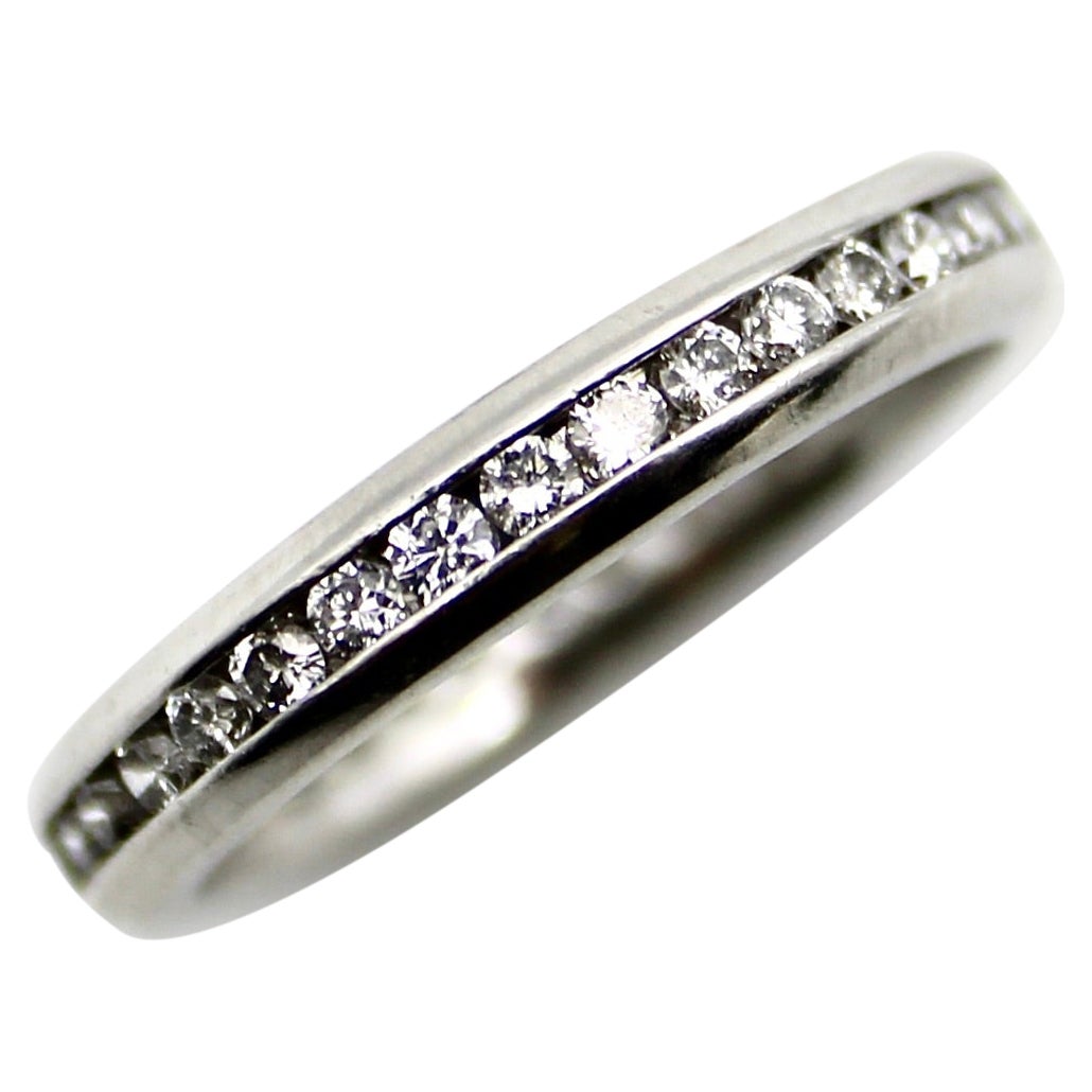 Vintage Channel Set Platinum Diamond Eternity Band For Sale