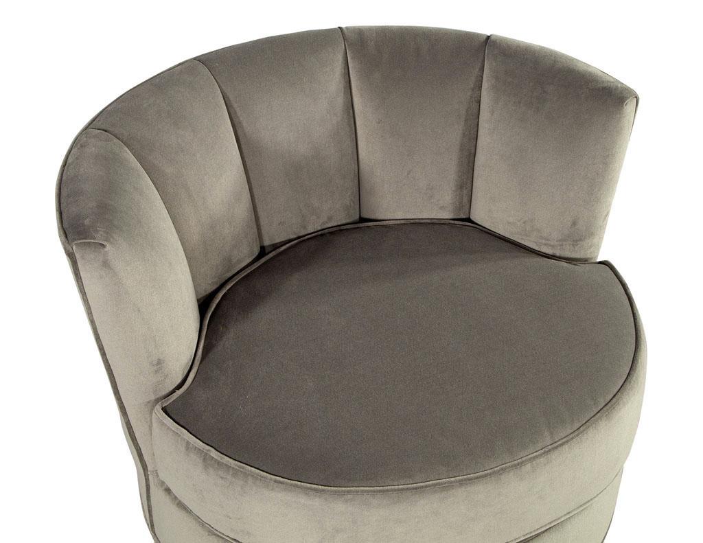 Vintage Channeled Back Swivel Lounge Chair For Sale 6
