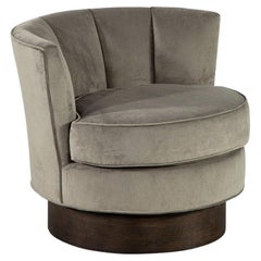 Retro Channeled Back Swivel Lounge Chair