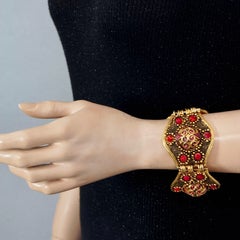 Vintage Chantal Thomass Bracciale etnico con texture patinata e articolato