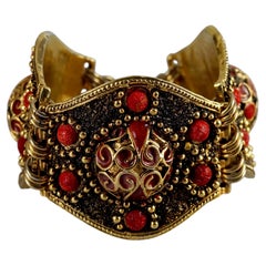 Vintage Chantal Thomass Bracciale etnico con texture patinata e articolato
