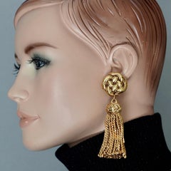 Vintage CHANTAL THOMASS Gilt Braided Passementerie Tassel Dangling Earrings