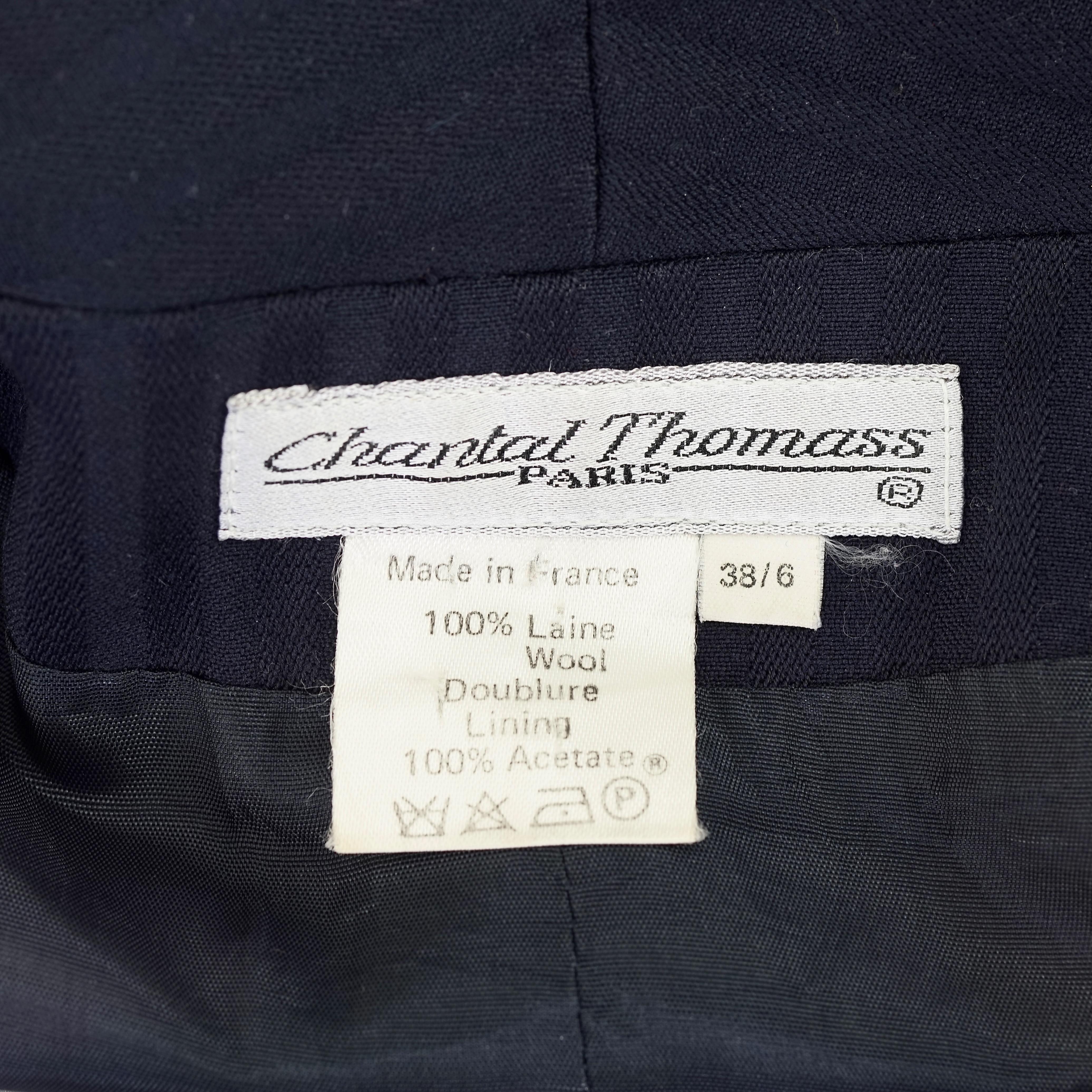 Vintage CHANTAL THOMASS Irregular Openwork Self Stripe Navy Blue Blazer Jacket For Sale 6