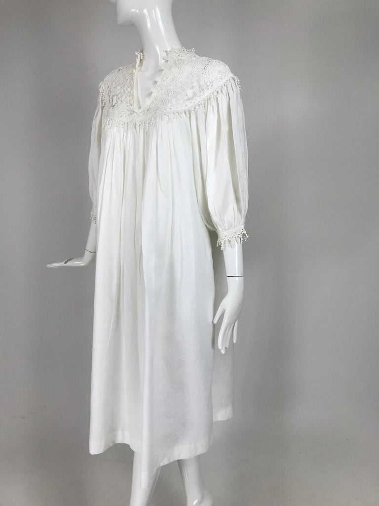 Vintage Chantal Thomass Ivory Crochet Yoke Damask Peasant Dress 1970s ...