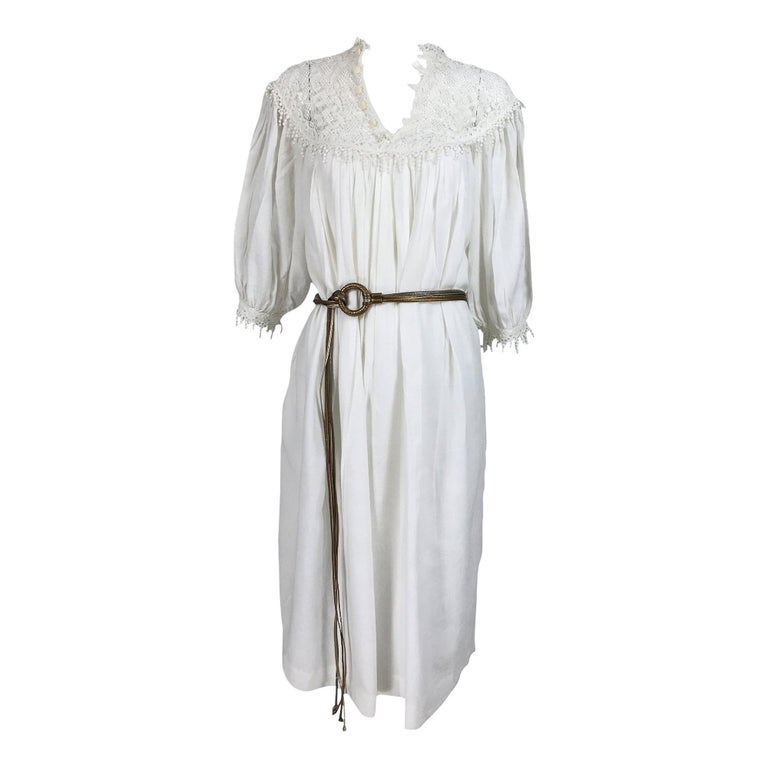 white cotton peasant dress Cream Lace Peasant Dress S – OMNIA