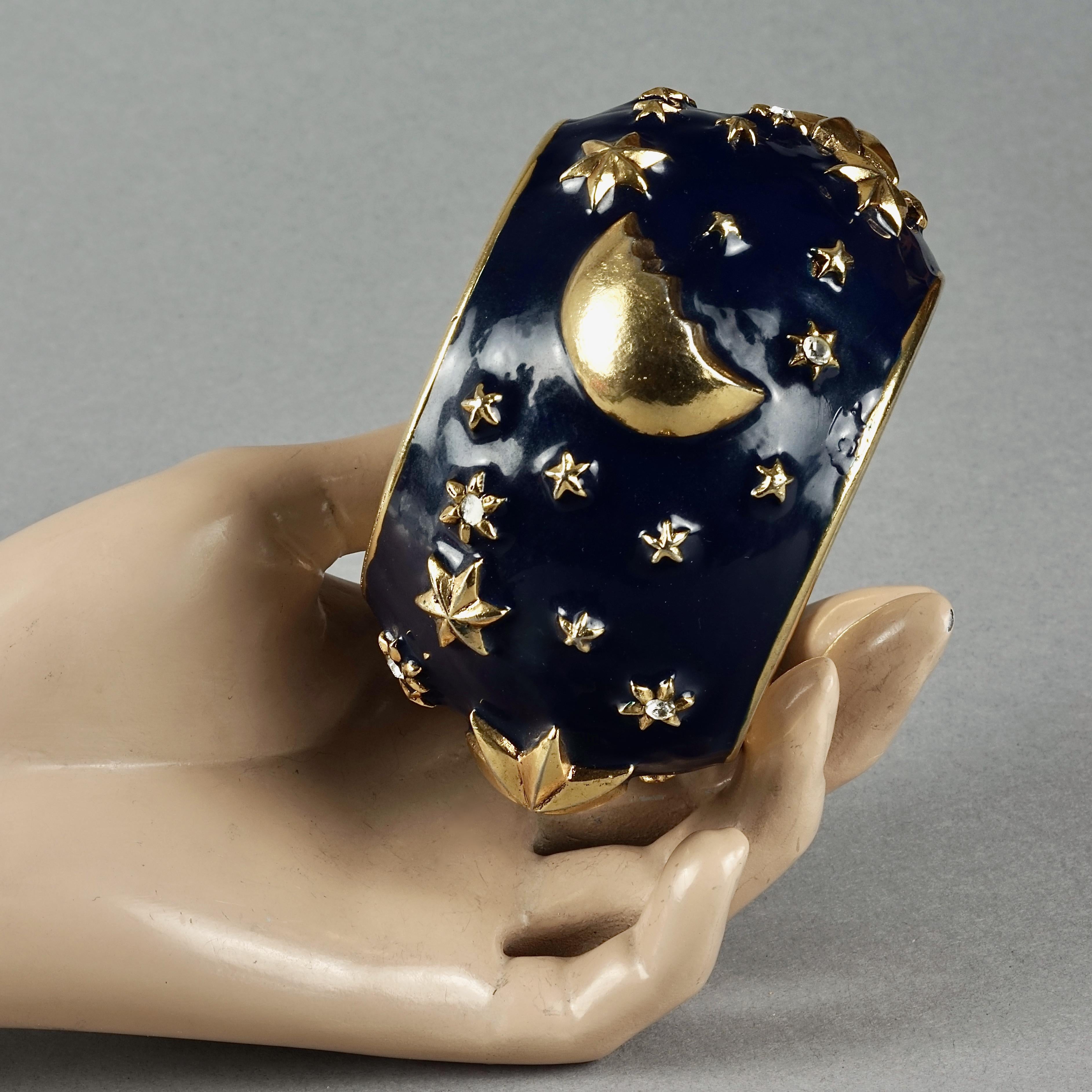 Vintage CHANTAL THOMASS Star Moon Enamel Cuff Bracelet For Sale 4