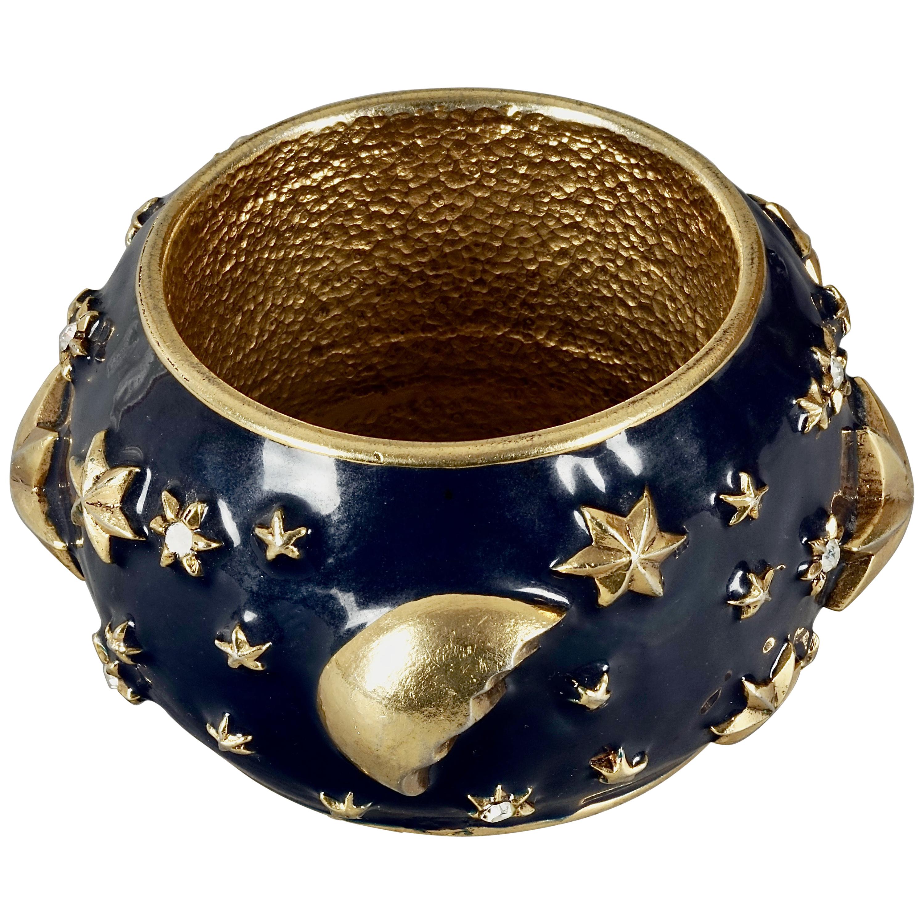 Vintage CHANTAL THOMASS Star Moon Enamel Cuff Bracelet For Sale