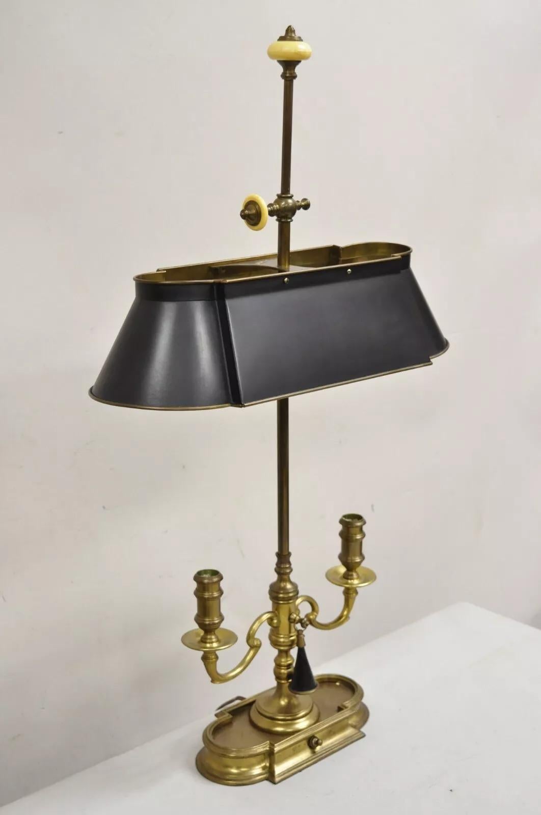 Vintage Chapman 1972 Bouillotte Messing-Schreibtisch-Tischlampe aus Messing mit schwarzem Zinn-Metallschirm im Angebot 6