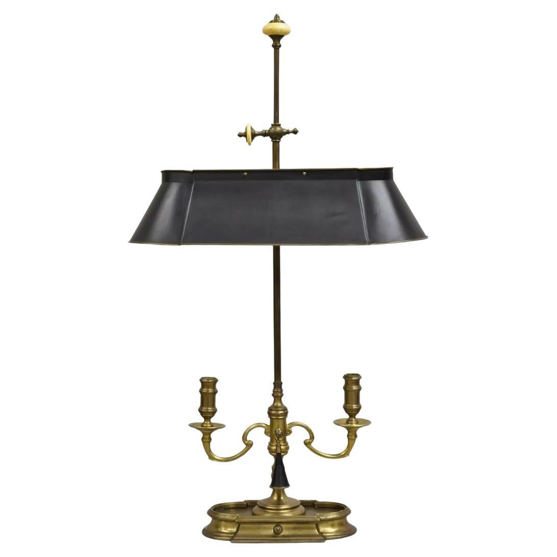 Vintage Chapman 1972 Bouillotte Brass Desk Table Lamp w/ Black Tole Metal Shade