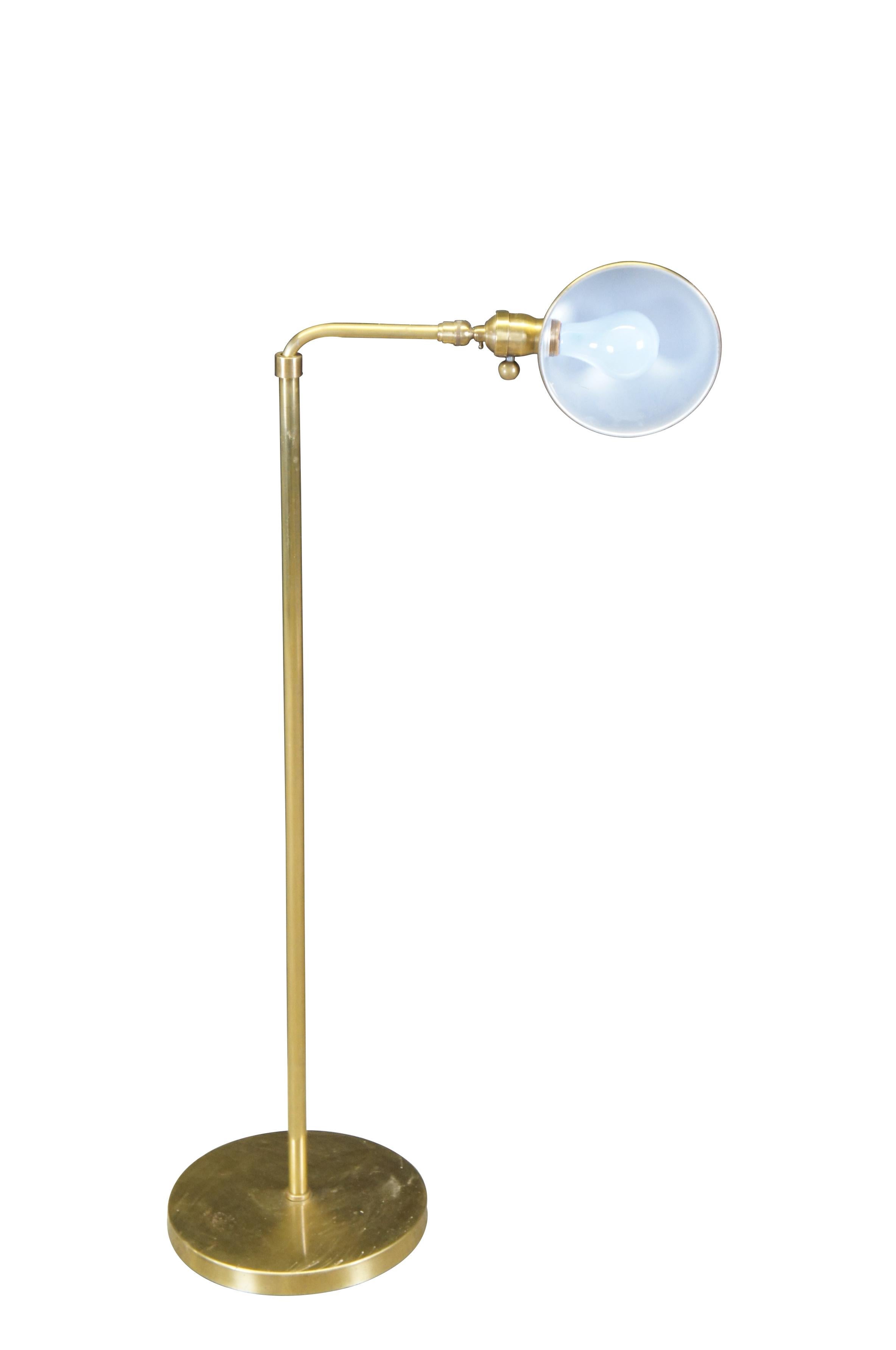 Chapman Adjustable Pharmacy lamp, circa 1990s.  Made from brass with polished finish.  Head swivels and dims.  Post adjusts from 38 - 60
