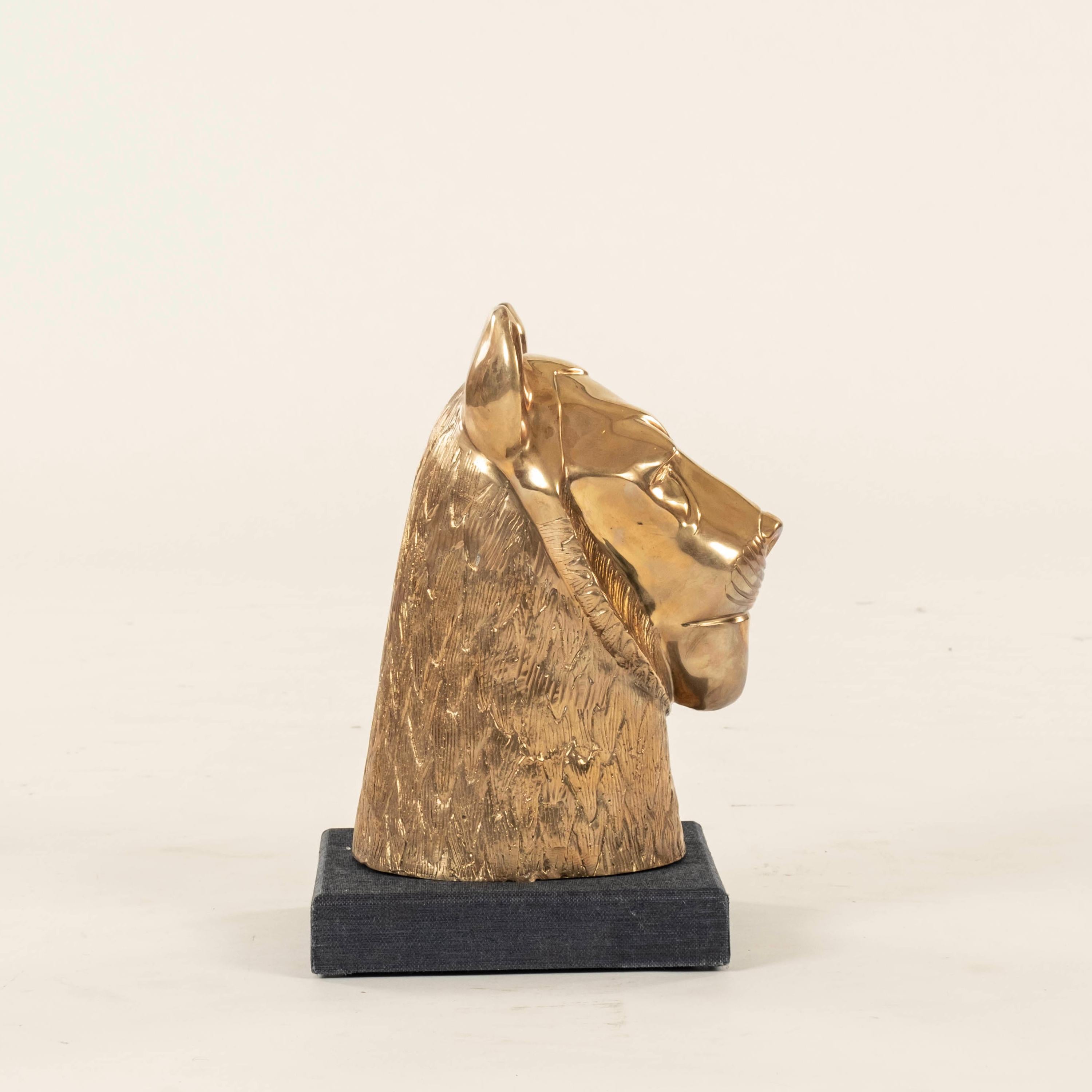 Hollywood Regency Vintage Chapman Brass Lioness Bust in vendita
