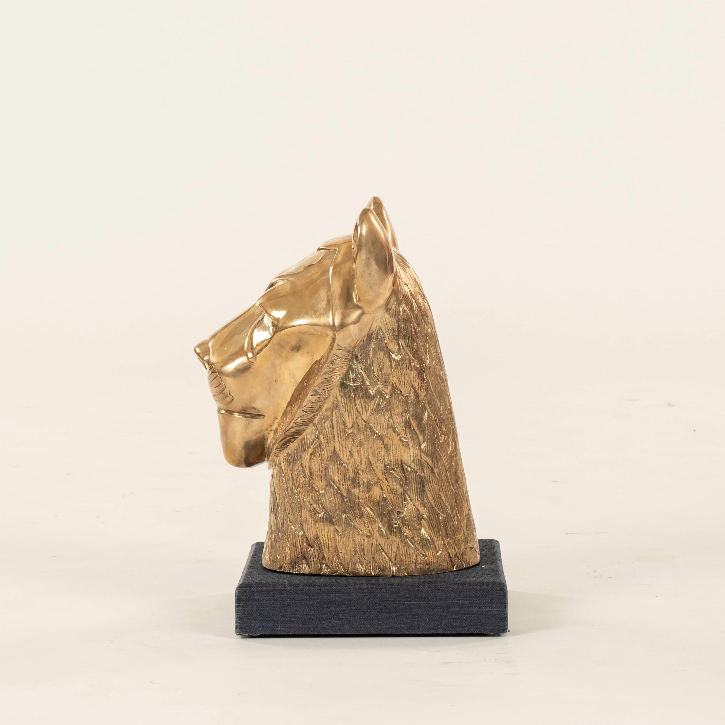 XX secolo Vintage Chapman Brass Lioness Bust in vendita