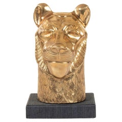 Vintage Chapman Brass Lioness Bust