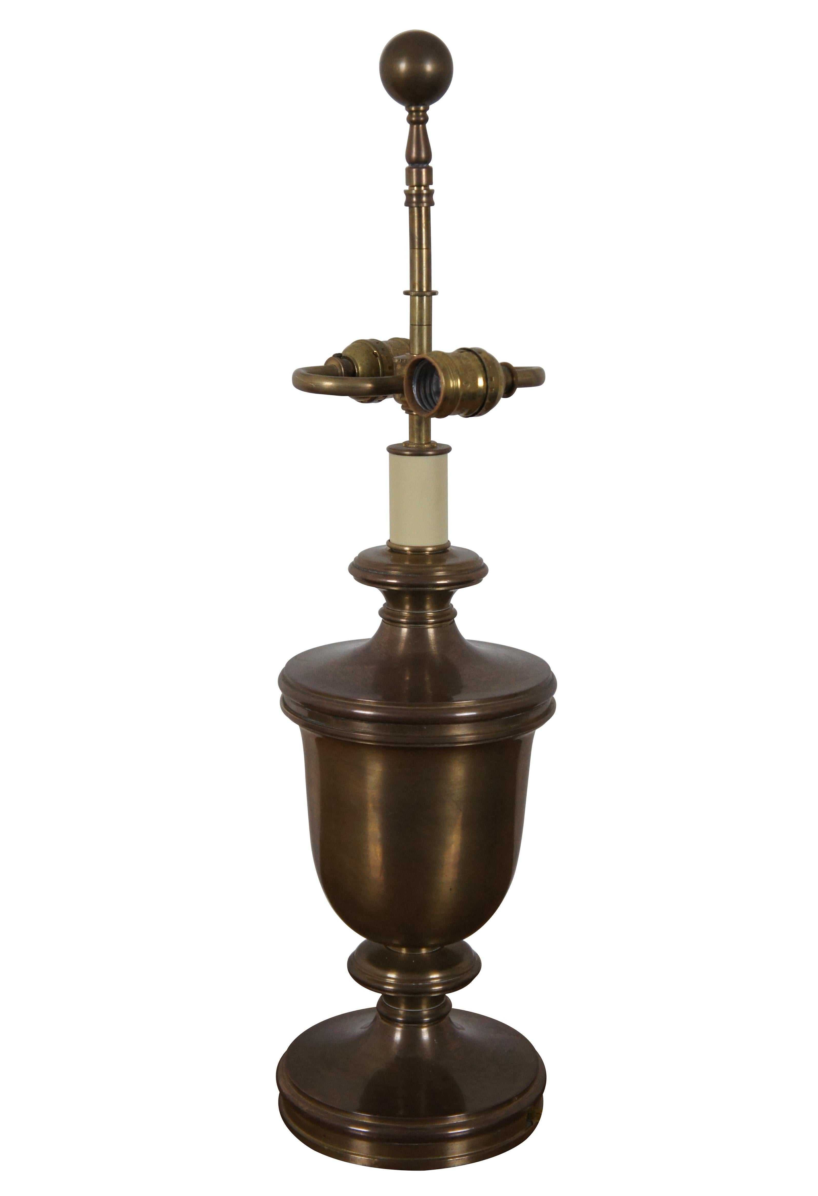 Neoclassical Vintage Chapman Brass Two Light Mantel Trophy Urn Table Vanity Lamp