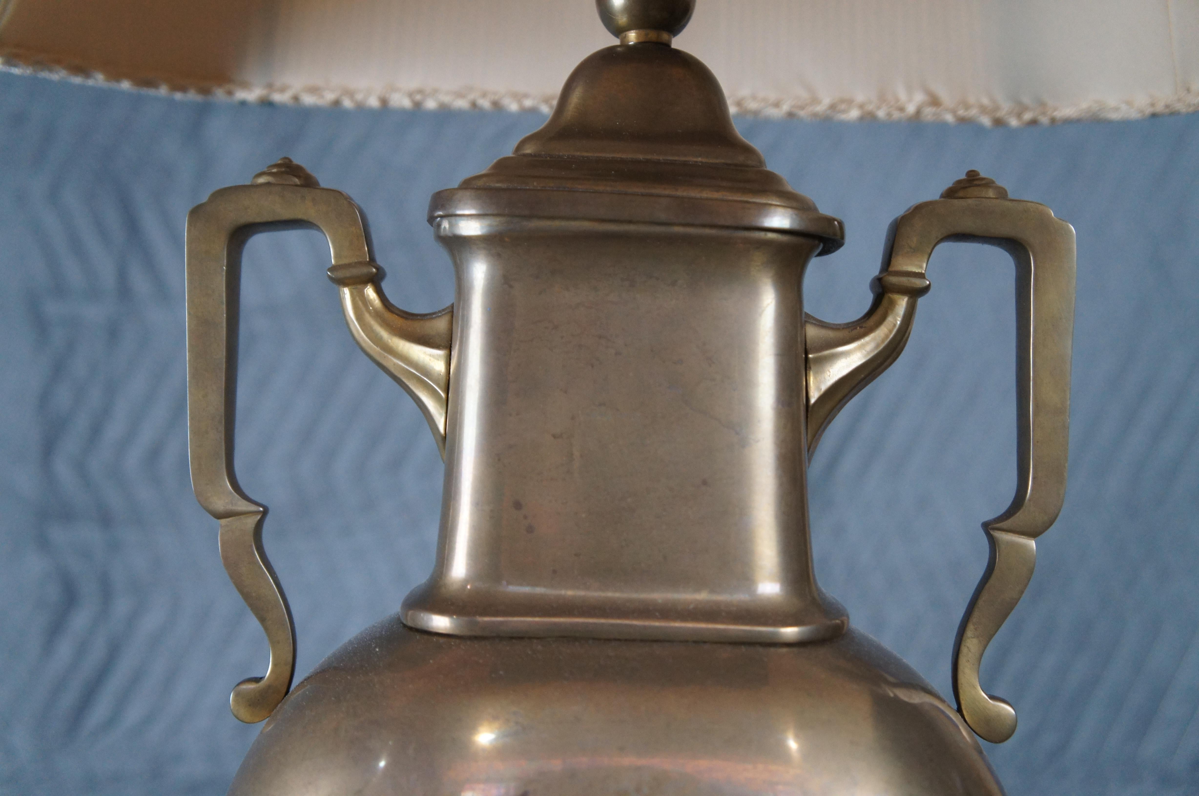 Vintage Chapman Brass Urn Figural Footed Stag Elk Table Buffet Lamp Hoof Feet For Sale 2