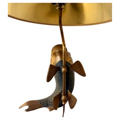 Vintage Chapman Bronze Koi Fish Table Lamp, Hollywood Regency, 1981