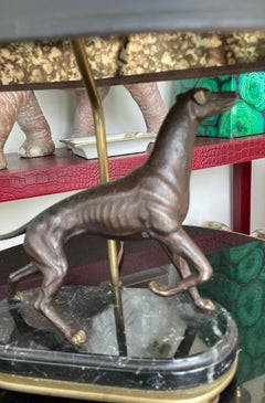 Vintage Chapman Bronze Whippet Desk Lamp on Marble Base, USA, 1987