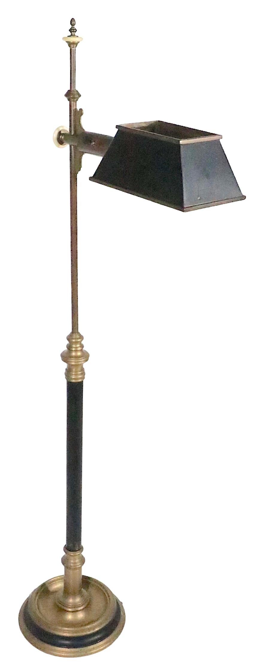 Vintage Chapman Floor Lamp of Black and Brass circa 1980 For Sale 6