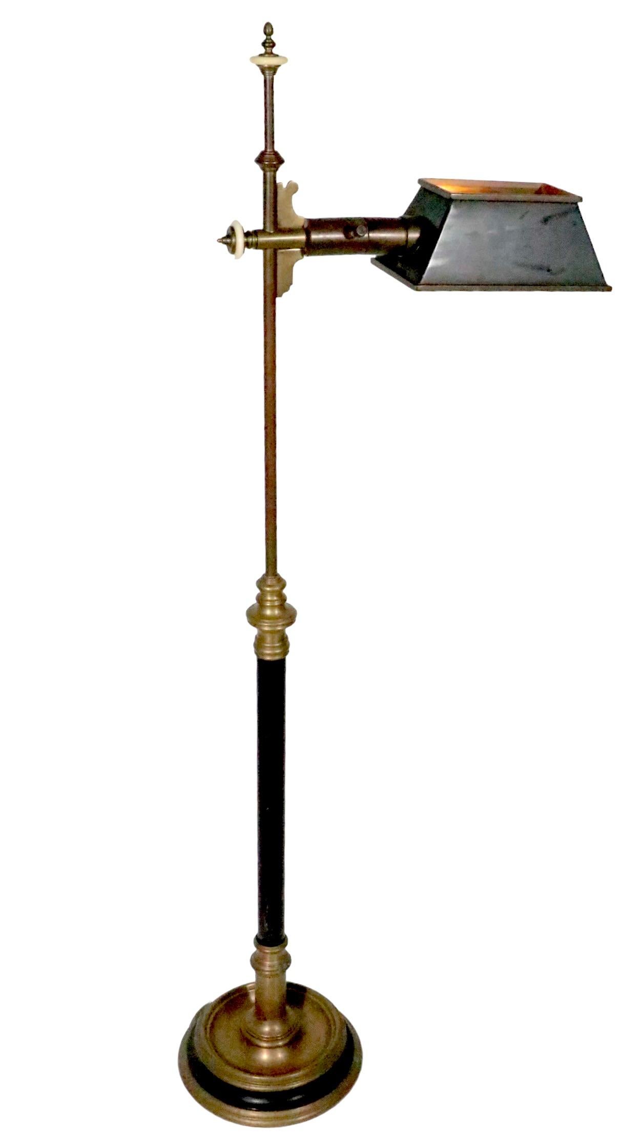 Vintage Chapman Floor Lamp of Black and Brass circa 1980 For Sale 1