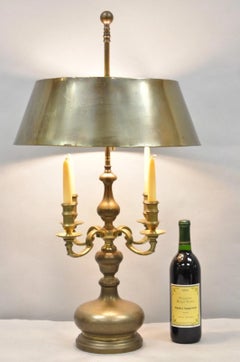 Vintage Chapman French Country Brass Tole Metal Bouillotte Desk Table Lamp