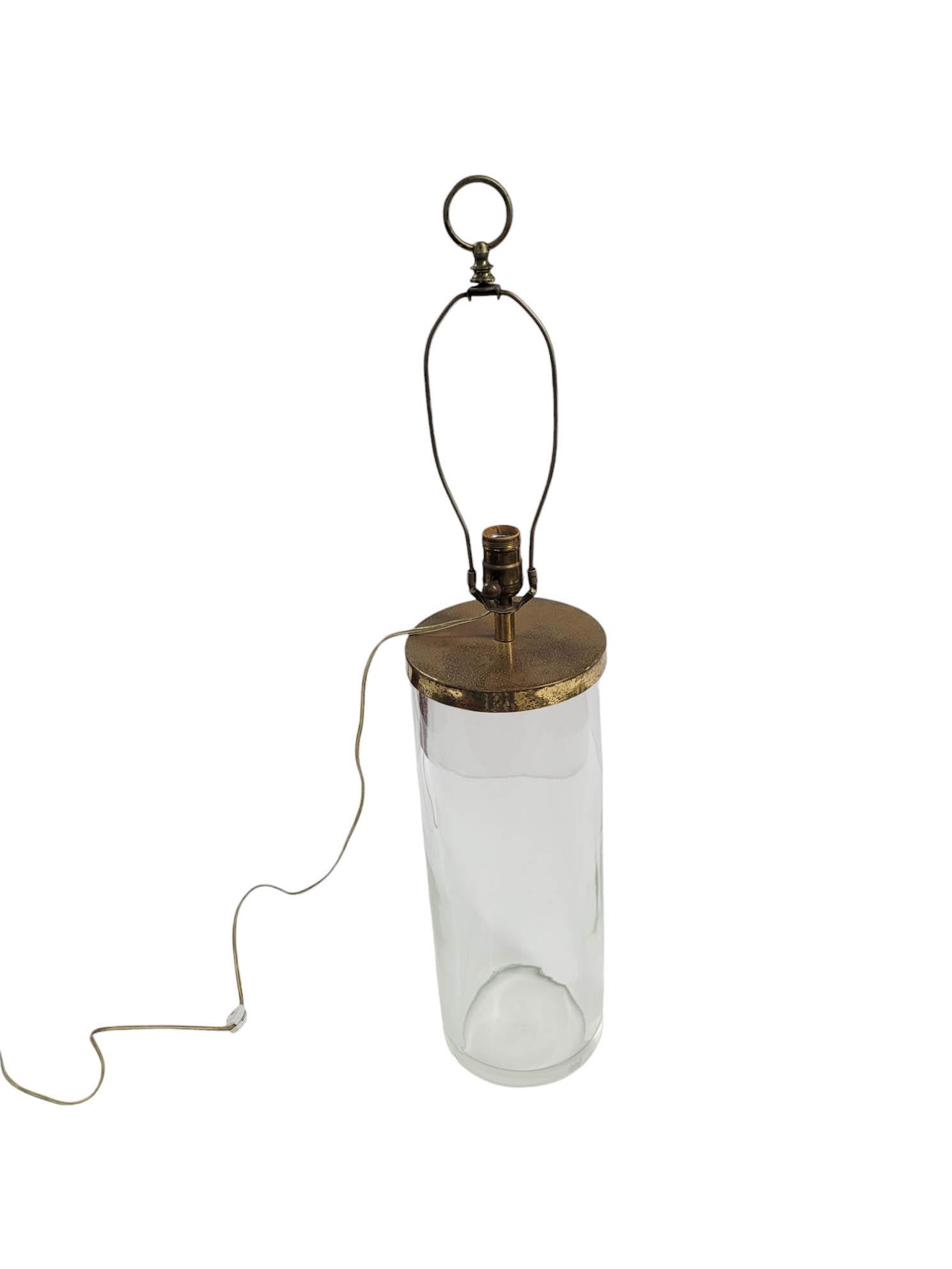 Vintage Chapman Glass & Brass Table Lamp, Circa 1970s In Good Condition For Sale In North Palm Beach, FL