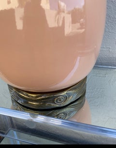 Vintage Chapman Gourd Table Lamp, Porcelain & Brass, 1980s, USA