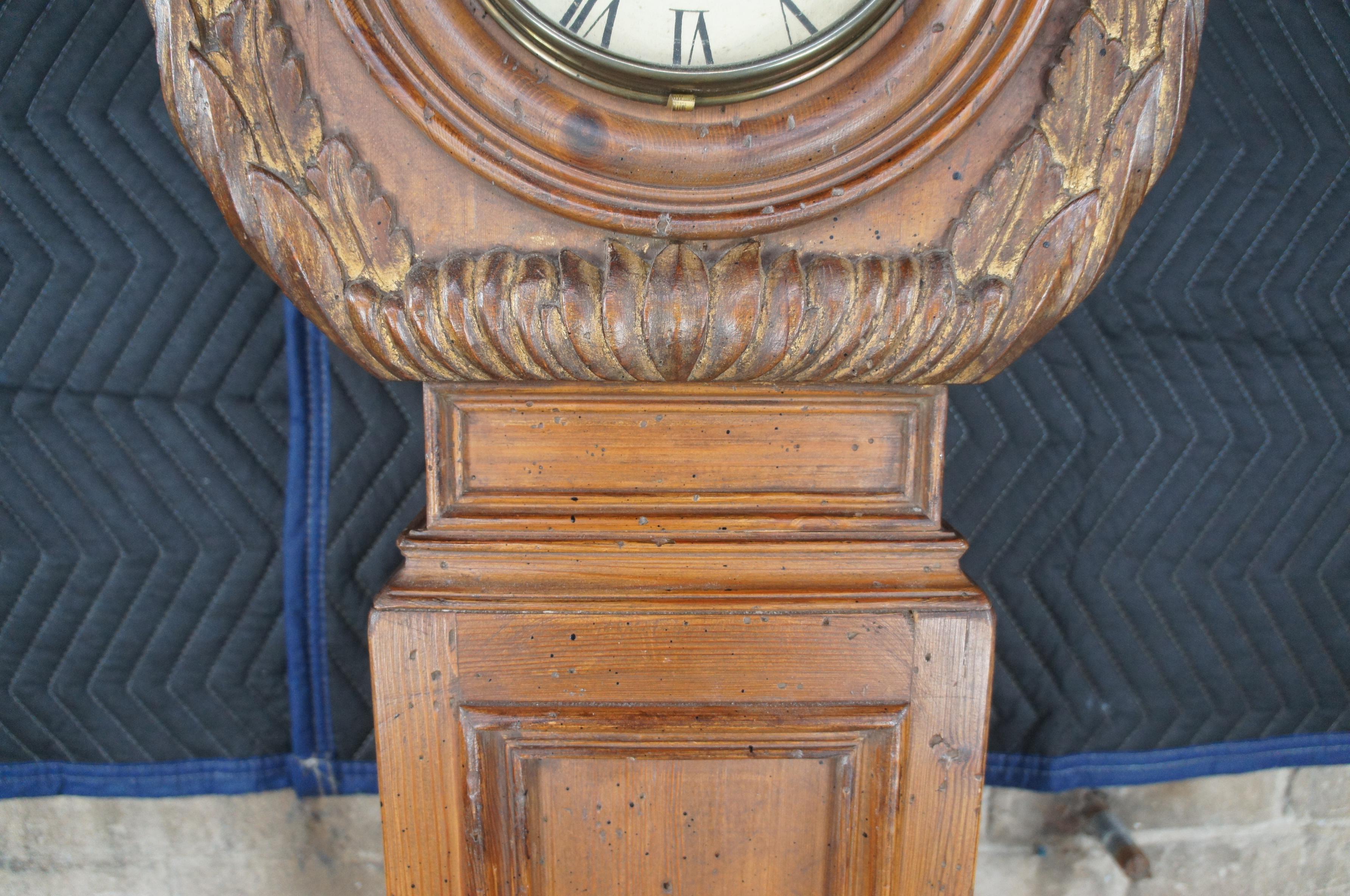 Vintage Chapman Gustavian Distressed Pine Longcase Grandfather Case Clock Spain 7