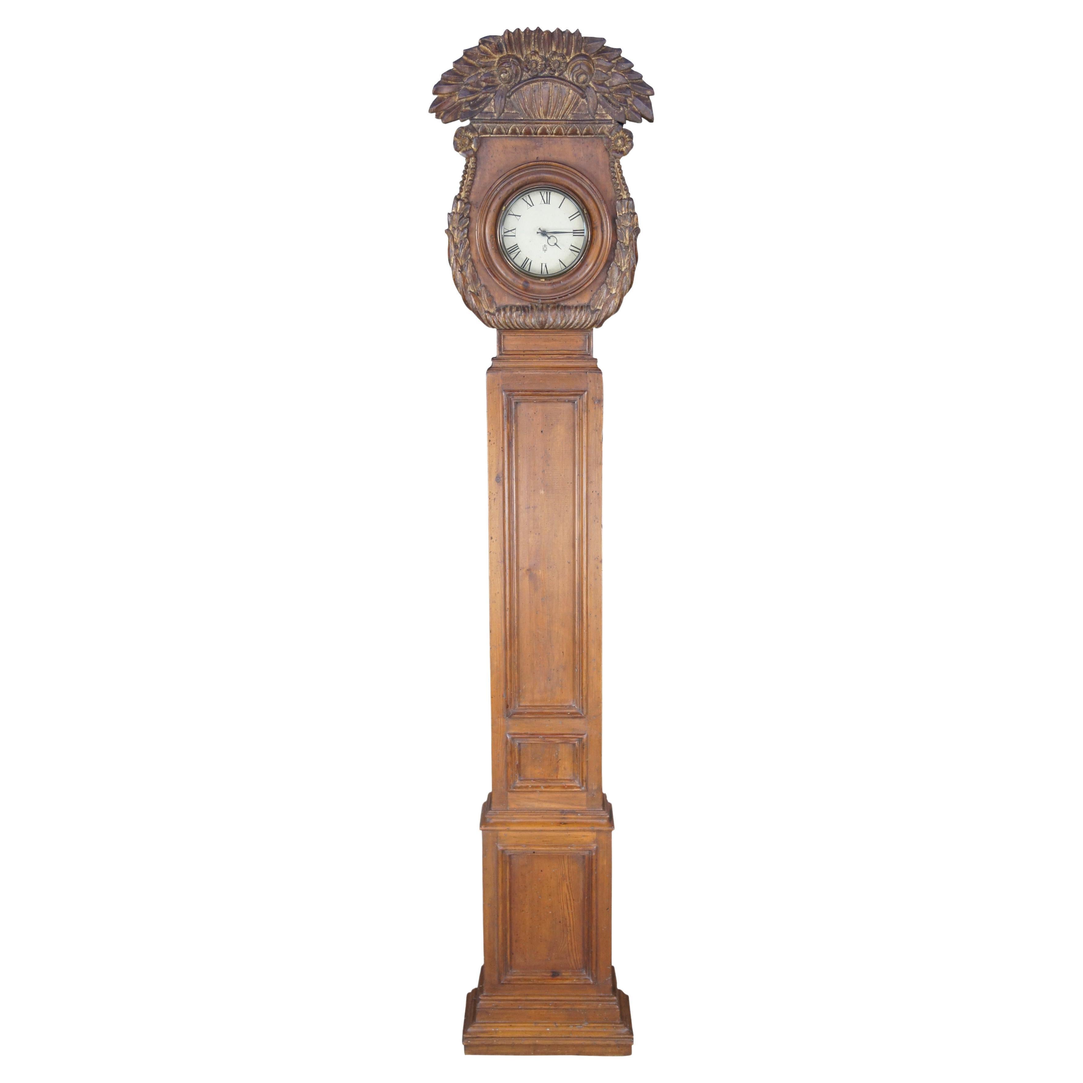 Vintage Chapman Gustavian Distressed Pine Longcase Grandfather Case Clock Spain