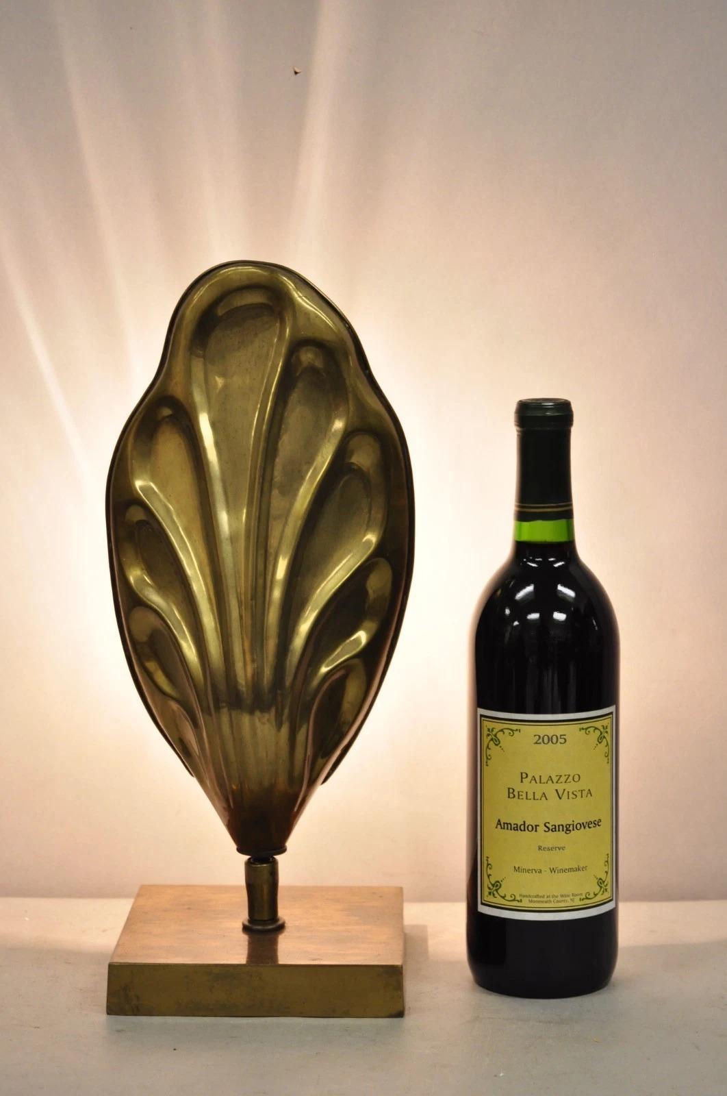 Unknown Vintage Chapman Hollywood Regency Burnished Brass Small Leaf Sconce Table Lamp For Sale