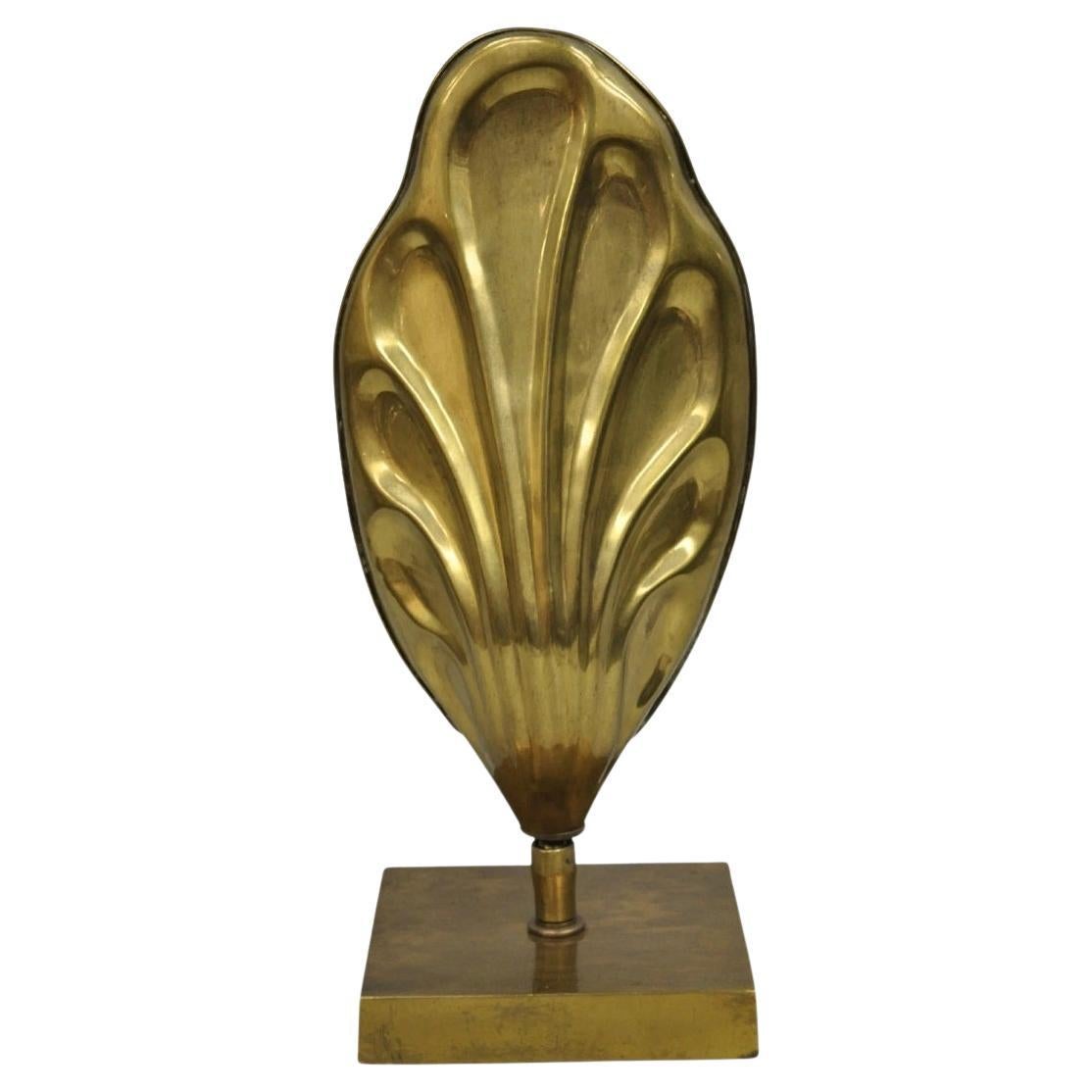 Vintage Chapman Hollywood Regency Burnished Brass Small Leaf Sconce Table Lamp For Sale